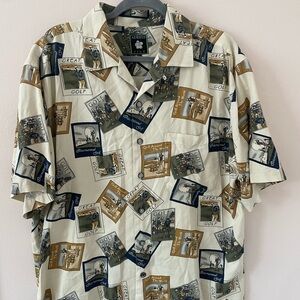 Aureus Silk- Men's Short Sleeve Hawaiian‎ Golf Shirt Size L